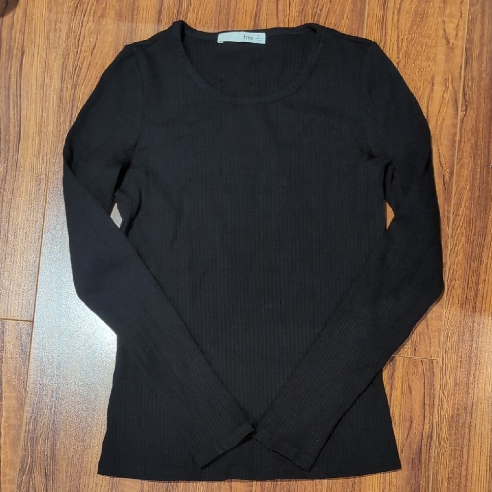 Wilfred Black Ribbed Long Sleeve Top